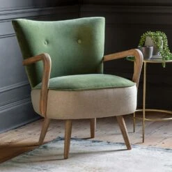 Calvin Armchair In Olive Green Velvet