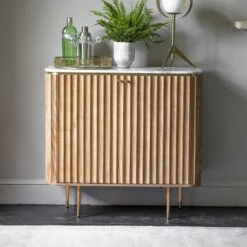 Flute Marble Drinks Cabinet