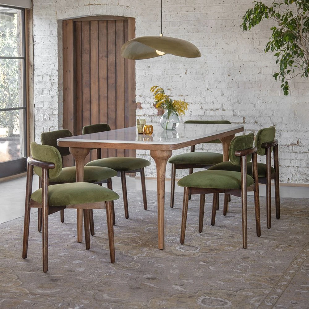 Layla Dining Chair In Deep Green Velvet