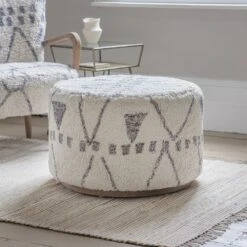 Carnaby Large Footstool In Moroccon Printed Cotton