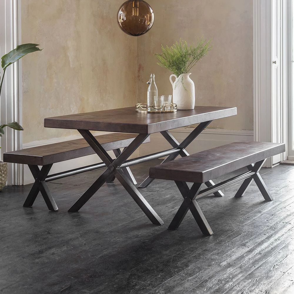 Logan Dining Table - Gun Metal Legs - Medium