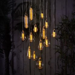 Parasol Chandelier Lights With Antique Bulbs