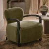 Aviator Armchair In Olive Green Velvet