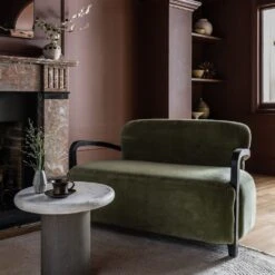 Aviator Loveseat In Olive Green Velvet