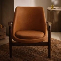 Evelyn Armchair In Tan Leather