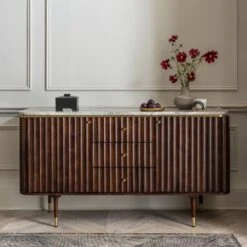 Flute Marble Sideboard - Vintage