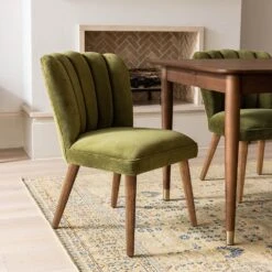 Joyce Dining Chair In Deep Green Velvet