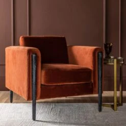 Lexington Armchair In Rust Velvet - Black