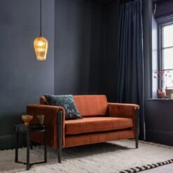 Lexington Loveseat In Rust Velvet - Black