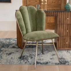 Mara Occasional Chair In Green Velvet