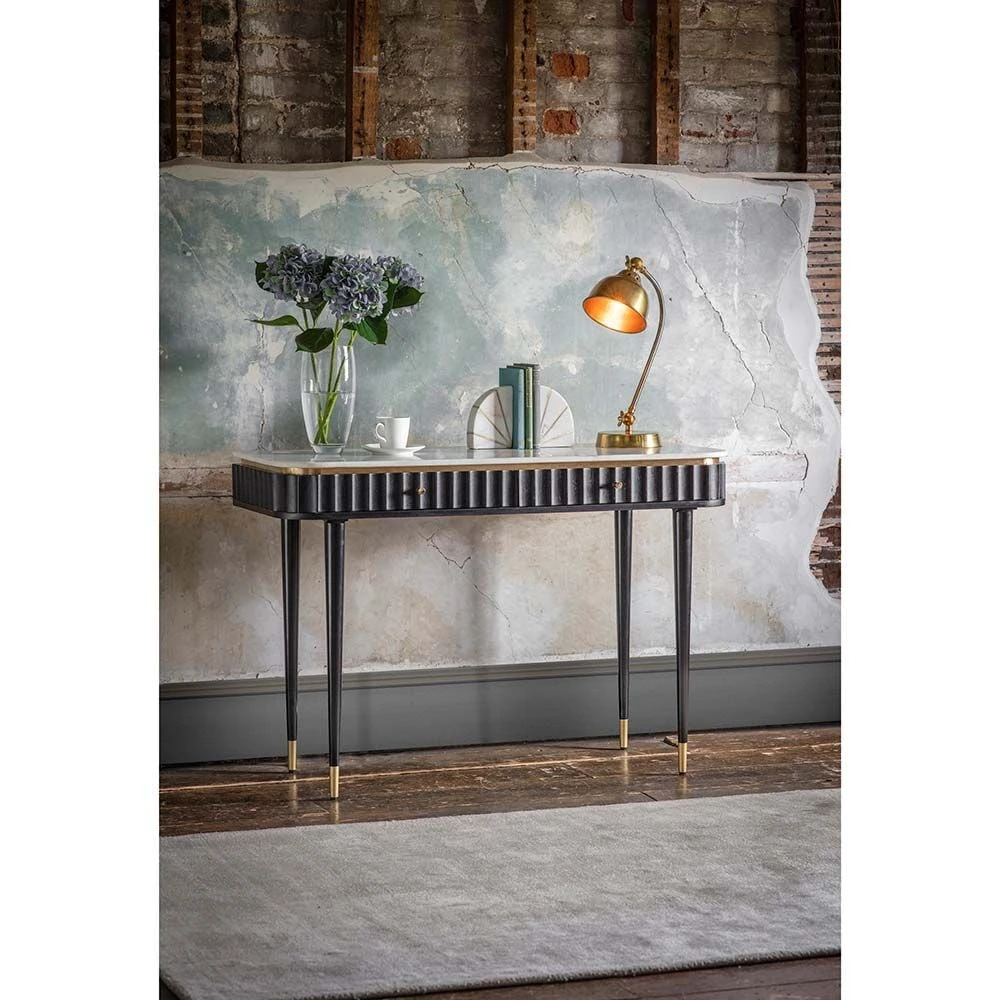 Flute Marble Console Desk - Black - Image 7