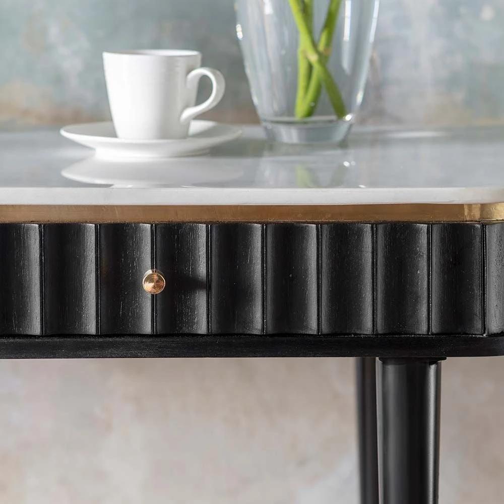Flute Marble Console Desk - Black - Image 5