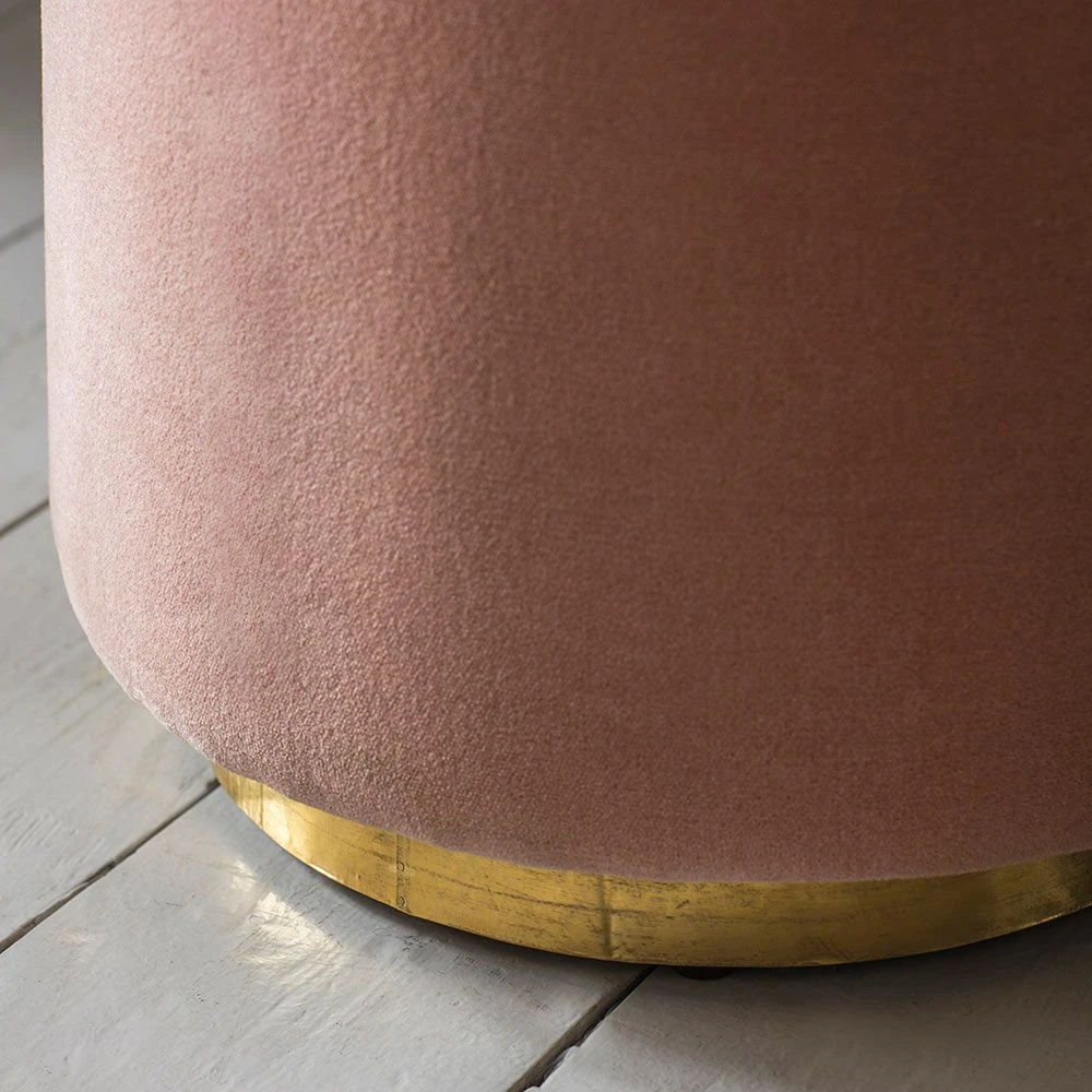 Carnaby Footstool In Champagne Pink Velvet - Image 2