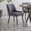 Baxter Dining Chair In Grey Velvet