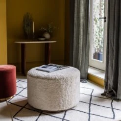 Carnaby Large Footstool In Cotton Rug