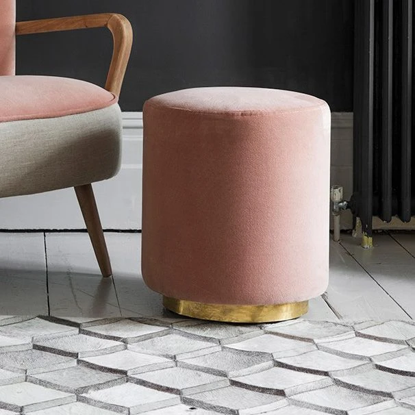 Carnaby Footstool In Champagne Pink Velvet