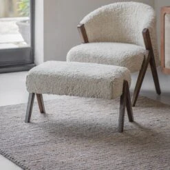 Scoop Footstool In Cotton Rug
