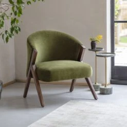 Scoop Armchair In Deep Green Velvet