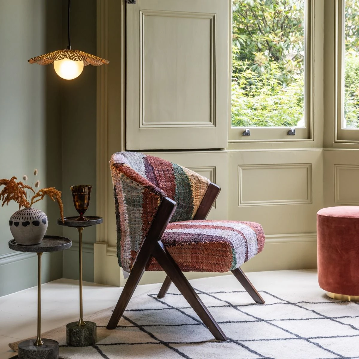 Scoop Armchair In Multicoloured Rug
